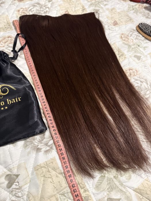Diverso hair Естествена коса шоколад екстеншъни с щипки - човешка коса