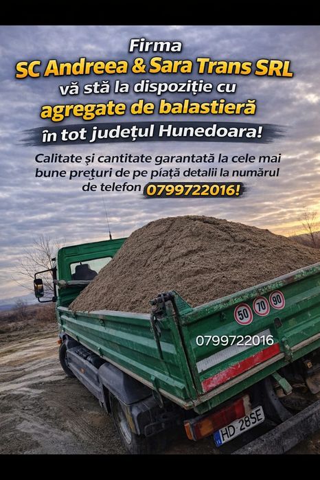 Transport  agregate de balastiera nisip sort balast etc