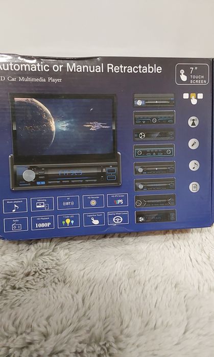 Player auto MP5 cu ecran tactil retractabil de 7 inch, Bluetooth, Radio FM și USB