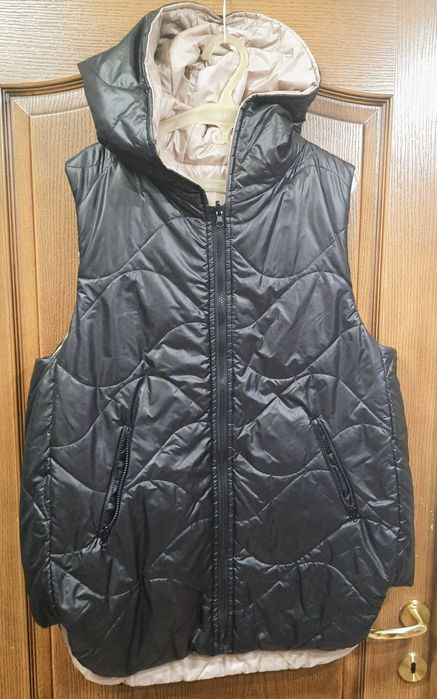 Vestă damă cu glugă cu două fețe