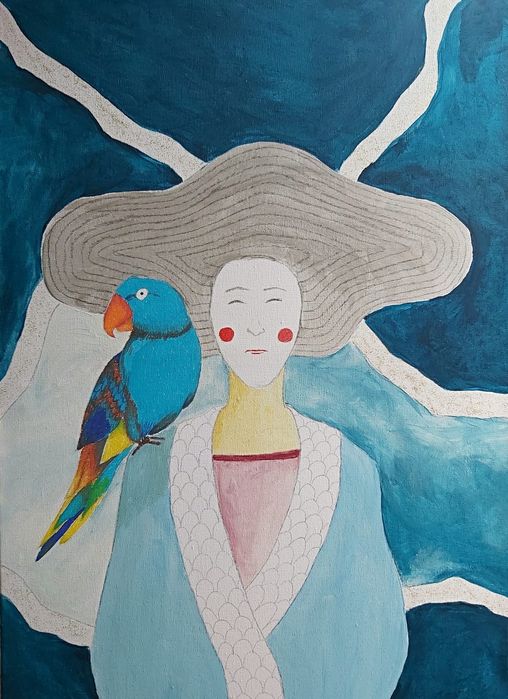 Tablou pe panza in ulei  si a,cril , realizat manual ( 70×50), fara ra