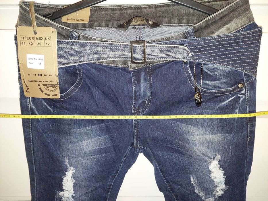 Blugi/jeans Feeling cu franjuri/rupturi TRANSPORT GRATUIT