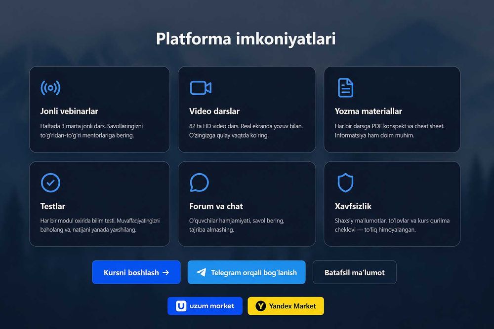 Tayyor onlayn ta'lim biznesi sotiladi (sayt + 15K Instagram)