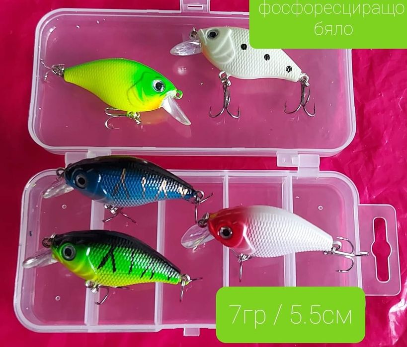 5бр воблери спининг риболов костур щука кефал воблер примамки риба