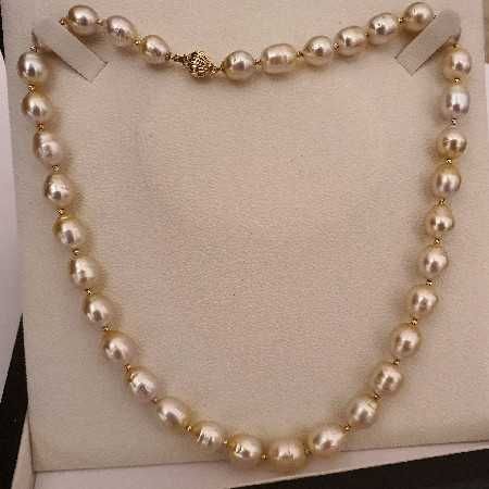 top lustru colier perle naturale aurii South Sea si aur 14k