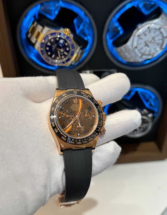 rolex daytona 4130 шоколадов циферблат / гума