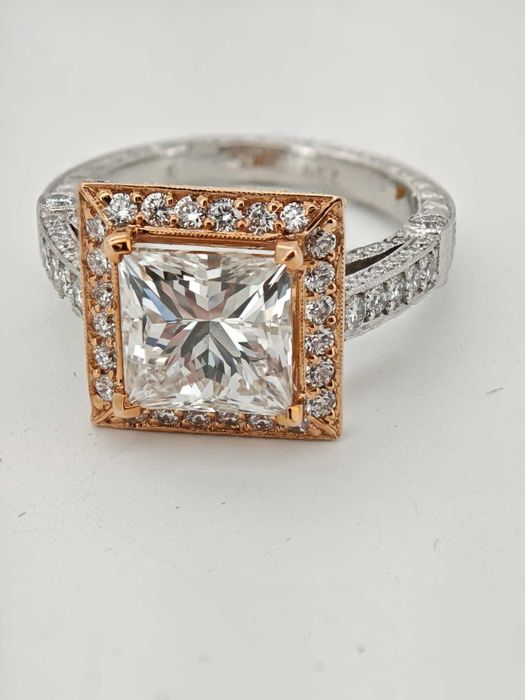inel 18k/PT diamante naturale si lab grown 4ct IGI
