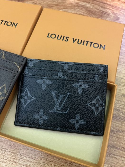 Louis vuitton card holder black brown картодържател лей витон