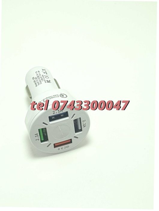 Incarcator Masina Auto 4 Porturi Bricheta Usb Qc Incarcare Rapida