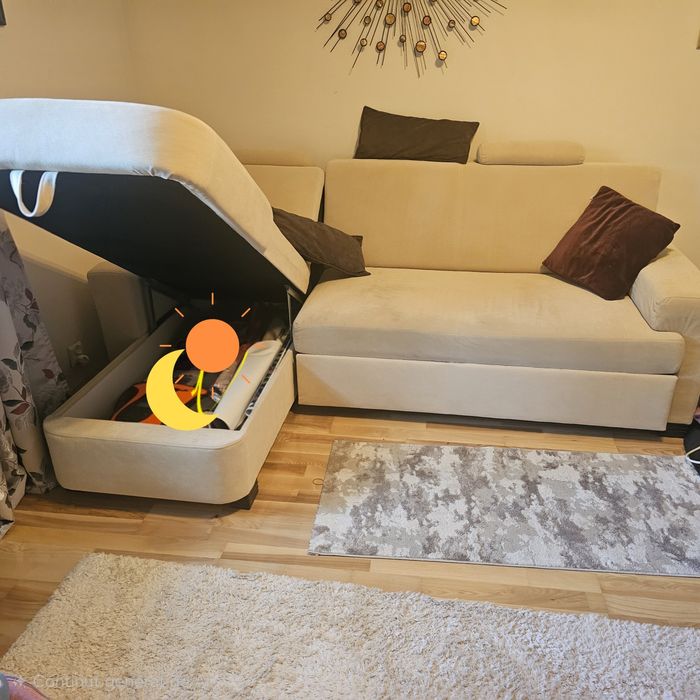 Coltar living extensibil cu lada de depozitare