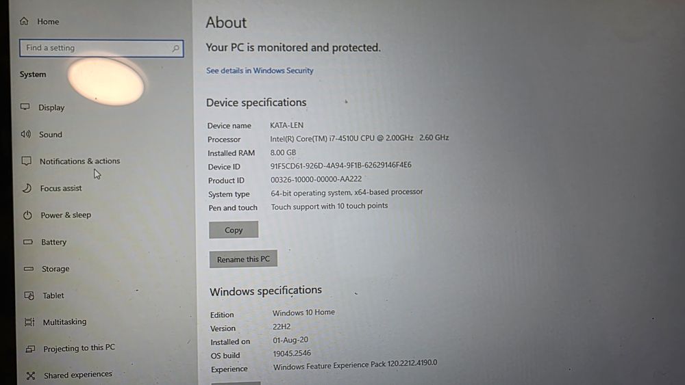 laptop Lenovo yoga 2  touch screen i7 cu 8 gram si ssd 256
