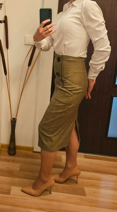 Fusta ecosez de culoare maro, marca Nissa