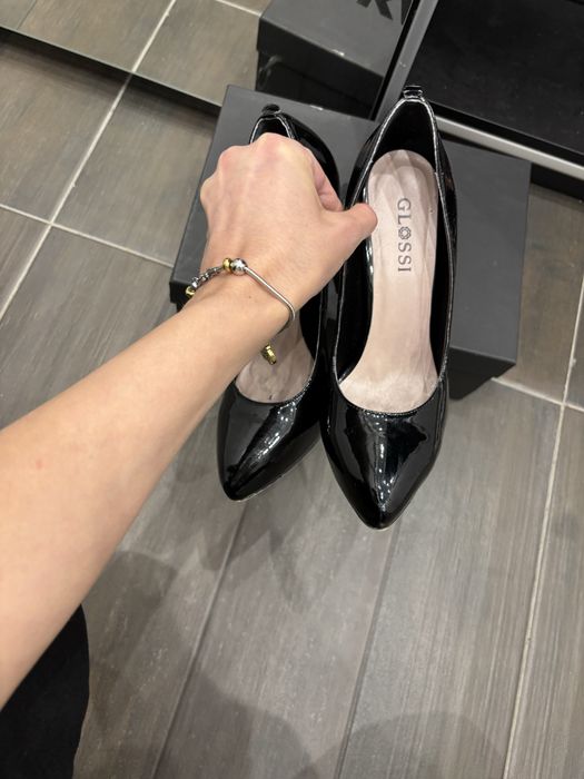 Лачени обувки с висок ток, 12 см