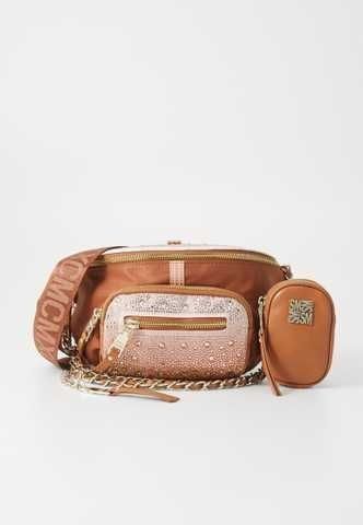 Оригинална дамска чанта Steve Madden - Кафява с кристали