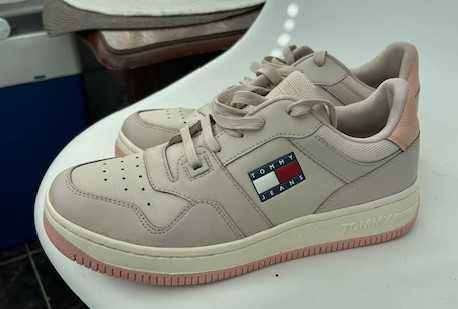 pantofi sport piele tommy hilfiger - nr.40, ca noi, culoare bej