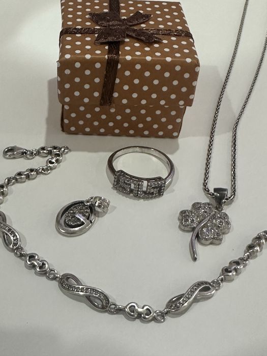 Сребърни синджир,гривна пръстен