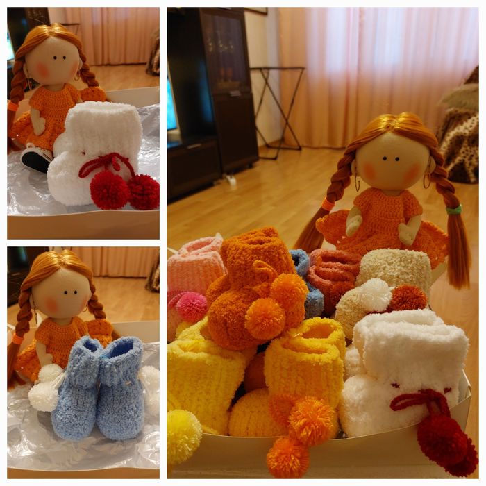 Пинетки  вязанные для новорожденных