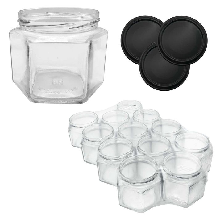 Комплект буркани 380 мл  Хекса с капачки – 12бр.