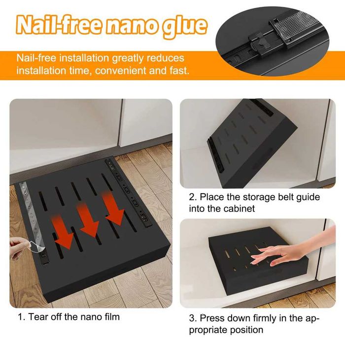 Sertar Telescopic Gemsaya, Oțel Carbon, 25x43x6cm, Negru