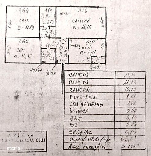 Apartament cu 3 camere, decomandat, 63.58 mp, zona Parcul Teilor
