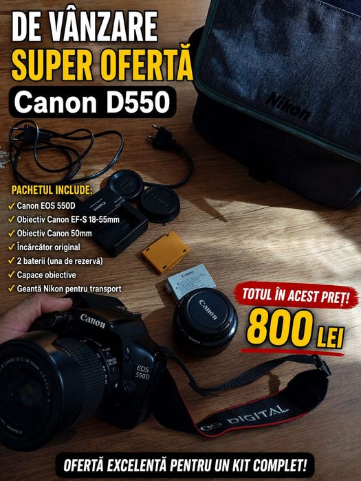 Aparat foto Canon EOS 550D DS12627oferta1 folosit puțin.