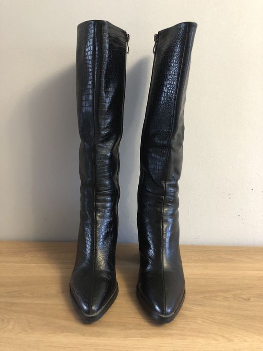 Кожаные сапоги зимние