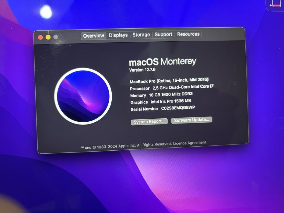 UNRGENT ! Vand MacBook Pro Retina 15”’ mid 2015, processor QuadCore I7, 2,5 Ghz