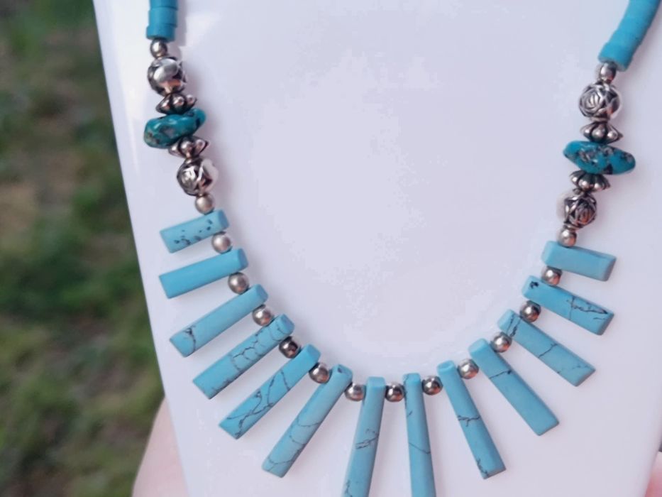 Vechi colier/lant NAVAJO din argint de 925 cu pietre turcoaz