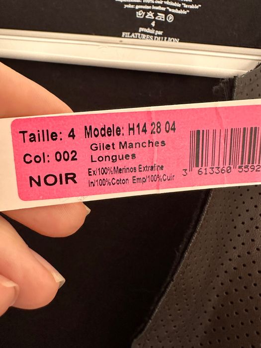 Sacou/cardigan Majestic Paris, M/L lana/ piele naturala