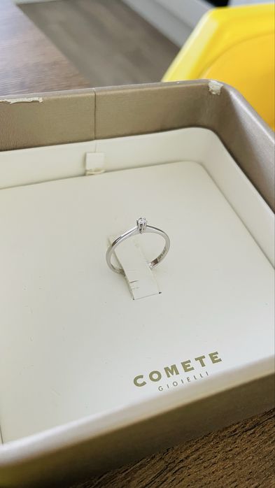 Inel Comete Gioielli din aur alb 18K, diamant natural 0,03 ct