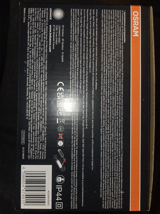 Смарт лампа с видео камера и високоговорител SMART+ ROUND CAMERA OSRAM