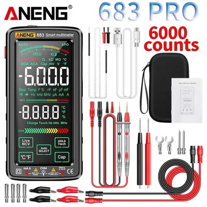 Смарт Мултиметър ANENG 683 Pro Сензорен Дисплей и Откриване на Кабели