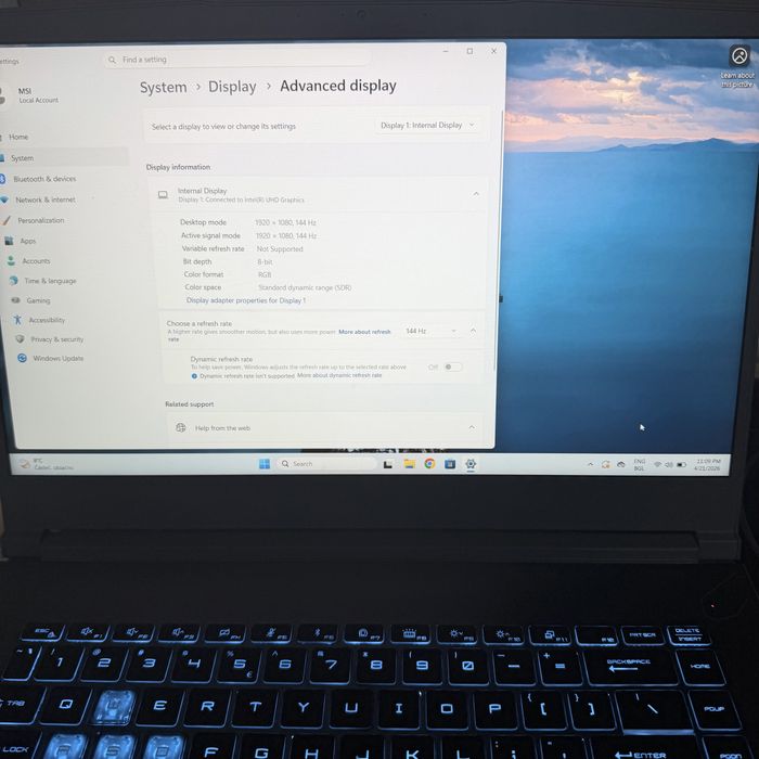 MSI Thin 15/IPS 144HZ/i5-12450H/RTX 2050/16GB/512GB/Гаранция