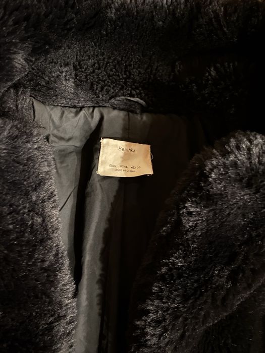 Дамско палто от еко косъм - черно