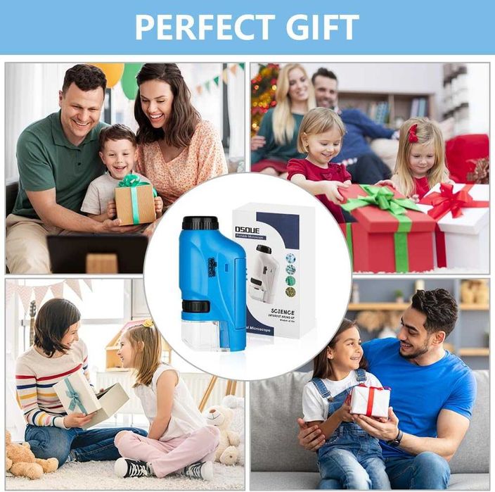 Мини микроскоп OSDUE за деца с LED светлина, асферична система от лещи