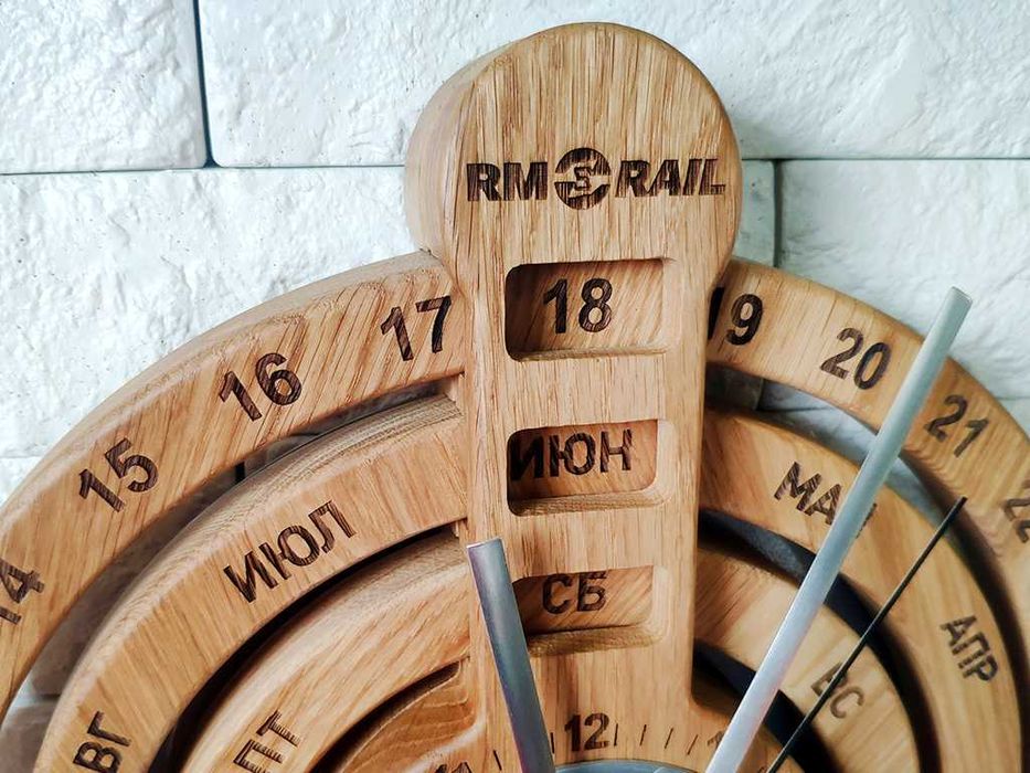 Деревянный Календарь с часами на заказ, Стильный подарок, Ваш логотип