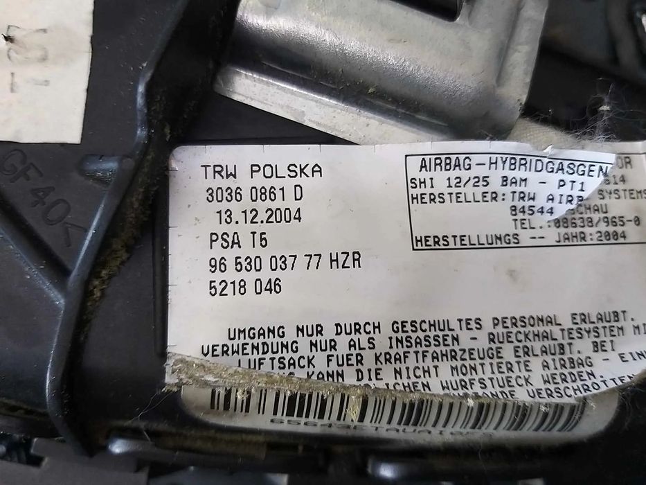 Airbag scaun stanga fata peugeot 307 9653003777hzr