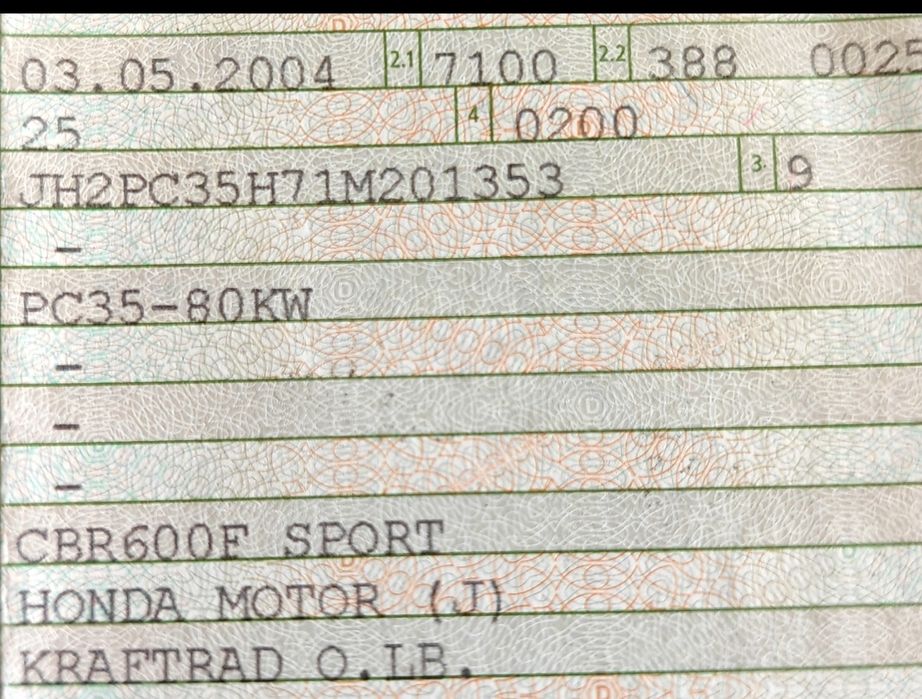 2004 Honda CBR 600 f4 i Sport 16000km