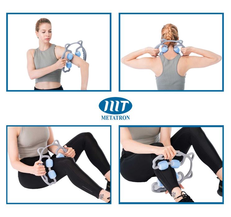 Aparat pentru masaj muscular de relaxare, cu role moi din silicon, pentru brațe, gât, șolduri, picioare