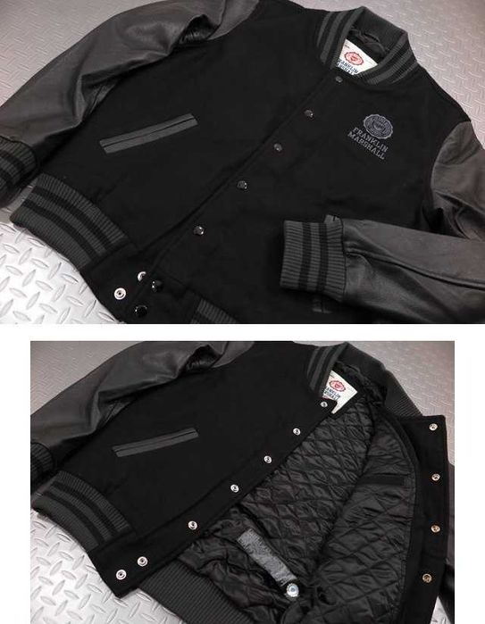 XL/L FRANKLIN MARSHALL Varsity Jacket Monochrome Black  Ест.Кожа