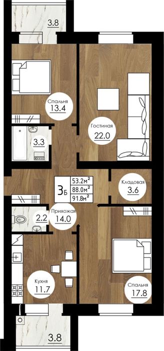 Продается 3 ком кв