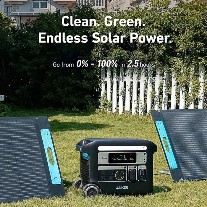 Statie de incarcare portabila Anker Solix F2000, 2048 Wh, 2300 W, intrare incarcare solara pana la 1000 W, aplicatie iOS si Android