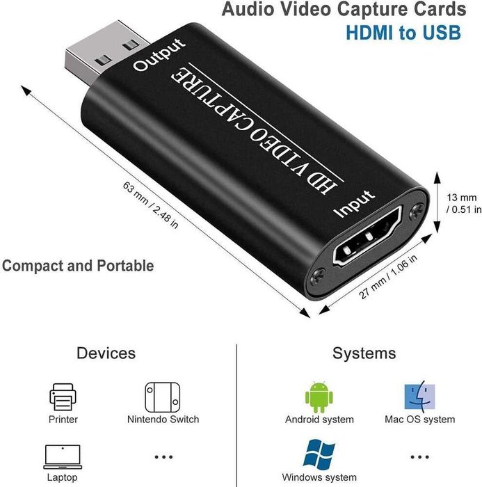 HD Video Capture  за преобразуване на HDMI видео и аудио  към USB