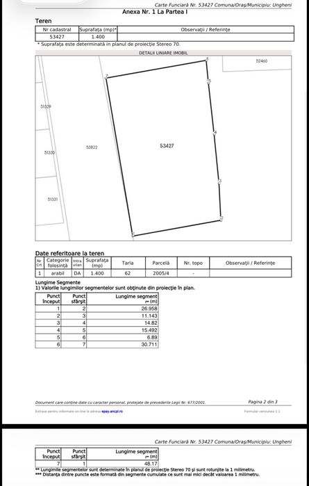 Teren intravilan 1400 mp | Utilități la limită | Front 48 m | 15 min de Târgu Mureș | Cerghid