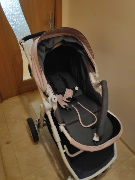 Детска количка Kikkaboo UGO 3 в 1, розово-сиво