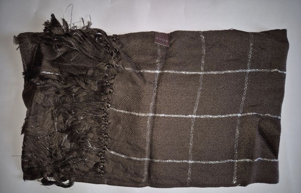 Esarfa - fular maro cu argintiu Avon