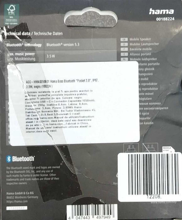 Boxa Hama Bluetooth Pocket 3.0 [#12208#]