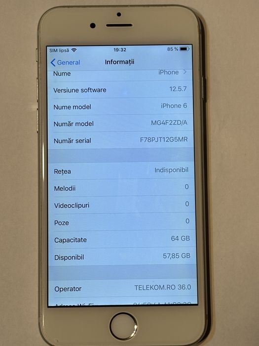 Iphone 6 in stare foarte buna fara cont si liber de retea.