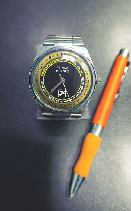 Советские мужские часы «Слава Спортивные» кварцевые, на батарейке