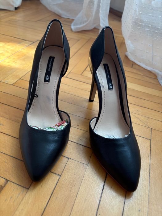 Pantofi stiletto piele naturală, mărimea 38, H&M